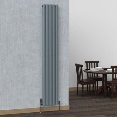 B&Q -  Oval Coloured Vertical Radiator Pebble Grey 1800mm X 300mm DoubleLux Oval-1800-300D