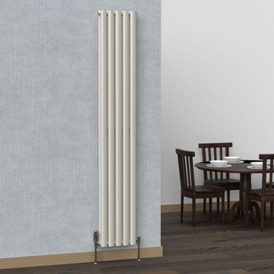 B&Q -  Oval Coloured Vertical RadiatorStone White1800mm X 300mmDouble Panel.