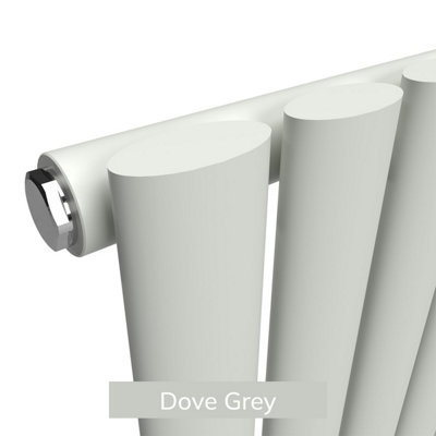 B&Q -  Oval Coloured Vertical Radiator Dove Grey 1800mm X 300mmSingle Panel