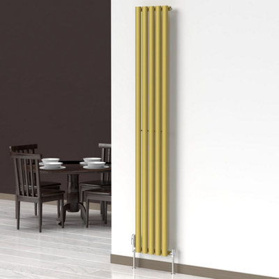 B&Q -  Oval Coloured Vertical Radiator Metallic Gold 1800mm X 300mm (Single)