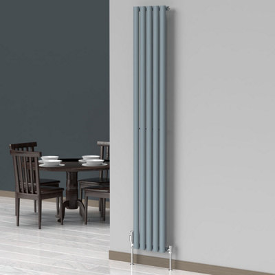 B&Q -  Oval Coloured Vertical Radiator Pebble Grey 1800mm X 300mmSingle.