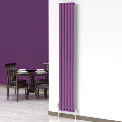 B&Q -  Oval Coloured Vertical Radiator Pretty Plum Purple 1800mm X 300mm Single Panel