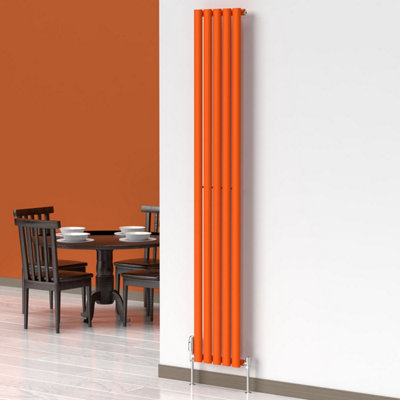 B&Q -  Oval Coloured Vertical Radiator Sunburst Orange 1800mm X 300mmSingle