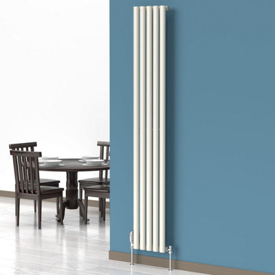 B&Q -  Oval Coloured Vertical Radiator Stone White 1800mm X 300mm (Single)