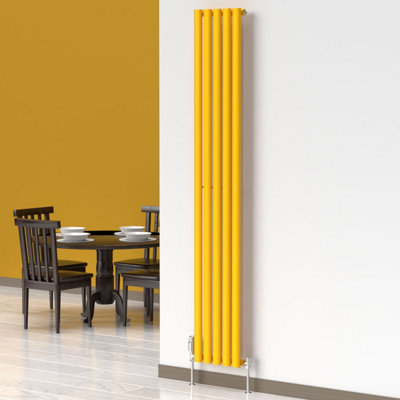 B&Q -  Oval Coloured Vertical Radiator Sunflower Yellow 1800mm X 300mmSingle Panel