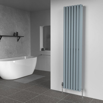 B&Q -  Oval Coloured Vertical Radiator Pebble Grey 1800mm X 420mm DoubleLux Oval-1800-420Dpg