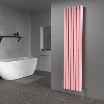 B&Q -  Oval Coloured Vertical Radiator Pastel Pink 1800mm X 420mm Double Panel5170 Btu (1515W)