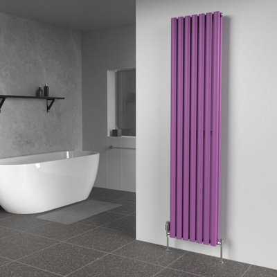 B&Q -  Oval Coloured Vertical RadiatorPretty Plum Purple1800mm X 420mm Double Panel