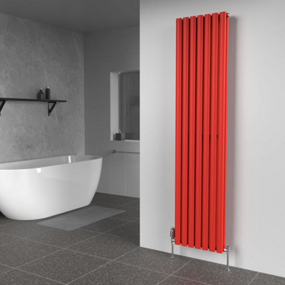 B&Q -  Oval Coloured Vertical RadiatorPoppy Red1800mm X 420mm Double Panel