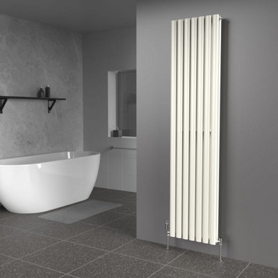 B&Q -  Oval Coloured Vertical RadiatorStone White1800mm X 420mm Double Panel