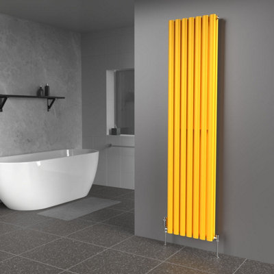 B&Q -  Oval Coloured Vertical RadiatorSunflower Yellow1800 X 420mm Double Panel