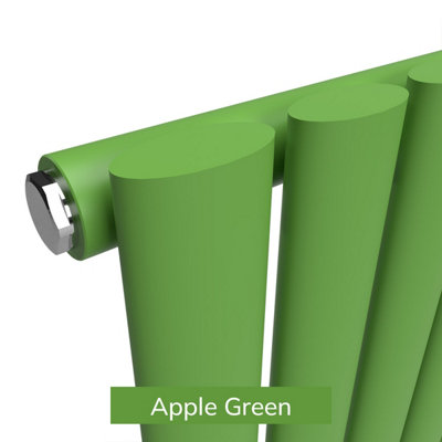 B&Q -  Oval Coloured Vertical Radiator Apple Green 1800mm X 420mm Single778W (2654 Btu)
