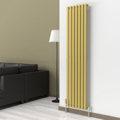 B&Q -  Oval Coloured Vertical Radiator Metallic Gold 1800mm X 420mm Single Panel
