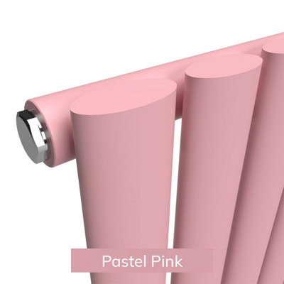 B&Q -  Oval Coloured Vertical Radiator Pastel Pink 1800mm X 420mm Single Panel