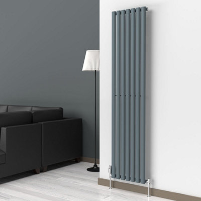 B&Q -  Oval Coloured Vertical Radiator Slate Grey 1800mm X 420mmSingle
