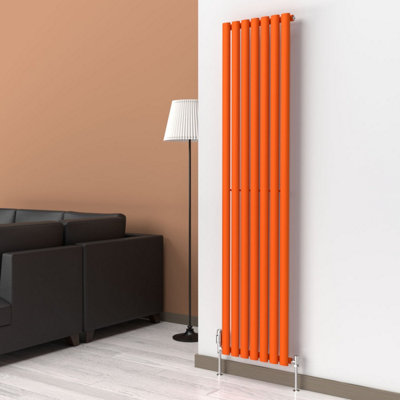 B&Q -  Oval Coloured Vertical Radiator Sunburst Orange 1800mm X 420mm Single.
