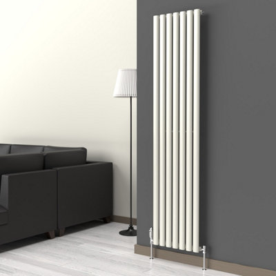 B&Q -  Oval Coloured Vertical Radiator Stone White 1800mm X 420mm Single Panel.