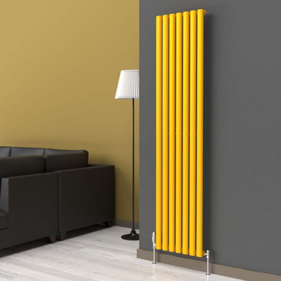 B&Q -  Oval Coloured Vertical Radiator Sunflower Yellow 1800mm X 420mmSingle