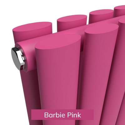 B&Q -  Oval Coloured Vertical Radiator Barbie Pink 1800mm X 540mm Double