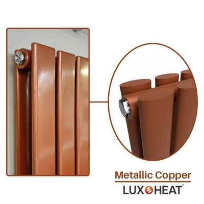 B&Q -  Oval Coloured Vertical Radiator Metallic Copper 1800mm X 540mm Double6647 Btu.
