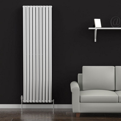B&Q -  Oval Coloured Vertical Radiator Metallic Silver 1800mm X 540mm DoubleLux Oval-1800-540D