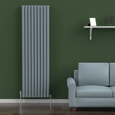 B&Q -  Oval Coloured Vertical Radiator Pebble Grey 1800mm X 540mm DoubleMild Steel1948W (6647 Btu).