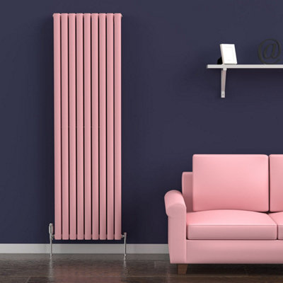 B&Q -  Oval Coloured Vertical Radiator Pastel Pink 1800mm X 540mm Double1948W (6647 Btu).