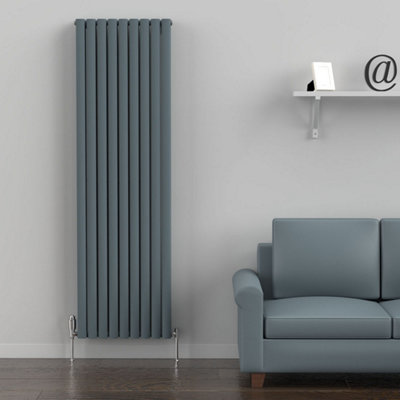 B&Q -  Oval Coloured Vertical Radiator Slate Grey 1800mm X 540mm DoubleLux Oval-1800-540D