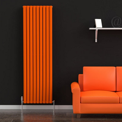 B&Q -  Oval Coloured Vertical Radiator Sunburst Orange 1800mm X 540mm Double