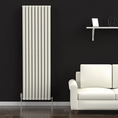 B&Q -  Oval Coloured Vertical Radiator Stone White 1800mm X 540mm DoubleLux Oval-1800-540D