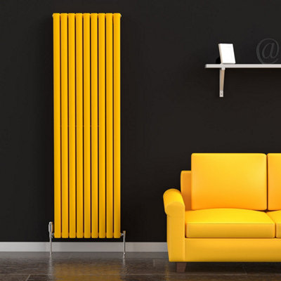 B&Q -  Oval Coloured Vertical Radiator Sunflower Yellow 1800mm X 540mm DoubleHydronic Designer Radiator