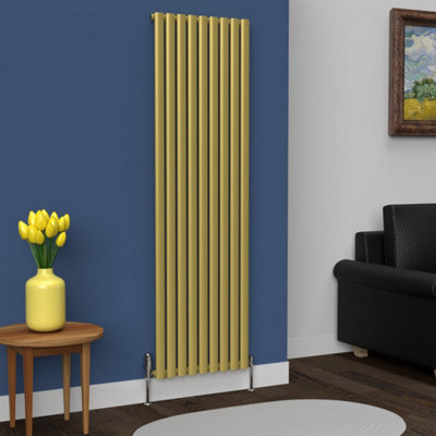 B&Q -  Oval Coloured Vertical Radiator Metallic Gold 1800mm X 540mm (Single)