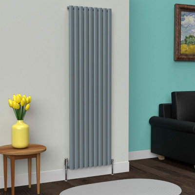 B&Q -  Oval Coloured Vertical Radiator Pebble Grey 1800mm X 540mmSingle