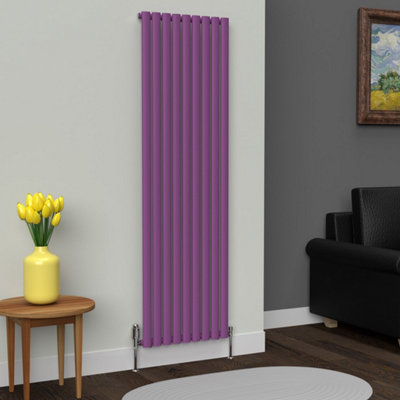 B&Q -  Oval Coloured Vertical Radiator Pretty Plum Purple 1800mm X 540mmSingle.