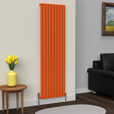B&Q -  Oval Coloured Vertical Radiator Sunburst Orange 1800mm X 540mmSingle