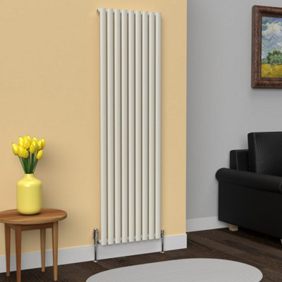 B&Q -  Oval Coloured Vertical RadiatorStone White1800 X 540mm1000W