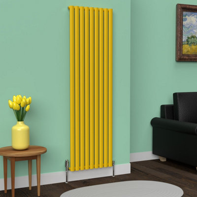 B&Q -  Oval Coloured Vertical Radiator Sunflower Yellow 1800mm X 540mm (Single)
