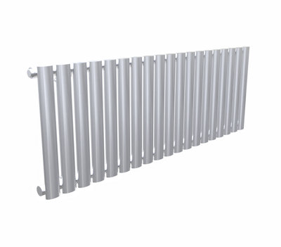 B&Q -  Oval Horizontal Radiator Metallic Silver 400mm X 1140mm SingleDove Grey Finish.