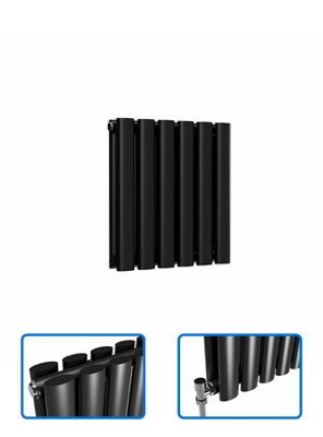 B&Q -  Oval Pewter Horizontal RadiatorDouble Panel 400mm X 360mm316W (1079 Btu)