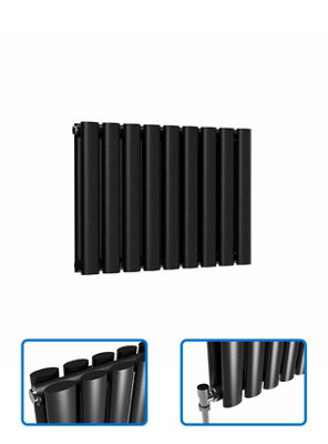 B&Q -  Oval Horizontal Radiator Pewter 400mm X 540mm Double1618 Btu (474W)