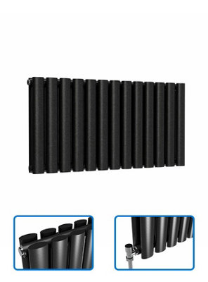 B&Q -  Oval Horizontal Radiator Pewter 400mm X 780mm Double PanelDesigner Wall-Mounted Radiator