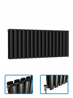 B&Q -  Oval Horizontal Radiator Pewter 400mm X 960mm Double843W (2876 Btu).
