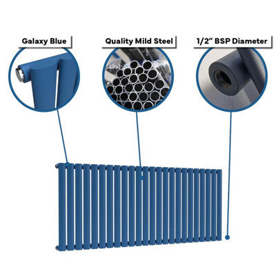 B&Q -  Oval Horizontal Radiator Galaxy Blue 400mm X 960mmSingleMild Steel468W (1598 Btu).