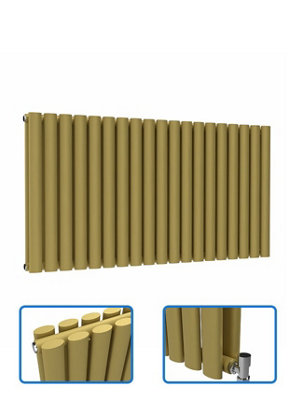 B&Q -  Oval Horizontal Coloured Radiator Metallic Gold 600mm X 1140mm Double Panel1444W (4926 Btu)