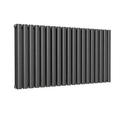 B&Q -  Oval Horizontal Radiator Pewter 600 mm H X 1,140 mm W Double Panel4,926 Btu.