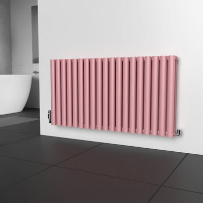 B&Q -  Oval Horizontal Coloured Radiator Pastel Pink 600mm X 1140mm DoubleLux Oval-600-1140D