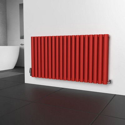 B&Q -  Oval Horizontal Coloured RadiatorPoppy Red600mm H X 1140mm W (Double)