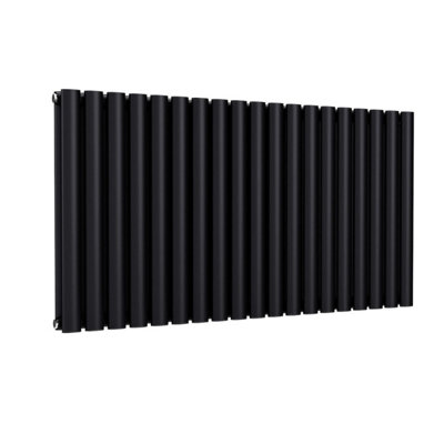 B&Q -  Oval Horizontal Coloured Radiator Space Black 600mm X 1140mm Double.