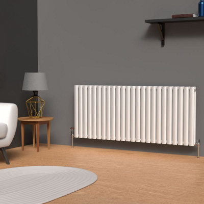 B&Q -  Oval Horizontal Coloured Radiator Metallic Silver 600mm X 1440mm DoubleLux Oval-600-1440D