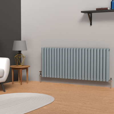 B&Q -  Oval Horizontal Coloured RadiatorPebble Grey600mm X 1440mm DoubleLux Oval-600-1440D